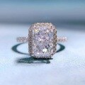 wholesale S925 Sterling Silver 6*9 Radiant High Carbon Diamond Women's Single Stone Ring Fashionable Ice Candy Ring Bestseller-0-5