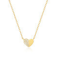 wholesale S925 silver double heart zircon necklace,-0-4