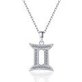 wholesale S925 sterling silver wholesale twelve constellations Gemini full moissanite women's necklace high-end silver jewelry accessories-0-1