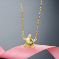 wholesale S925 silver gold-plated diamond-encrusted sweet and stylish turtle pendant choker necklace for women from Dongdaemun, Korea-0-1