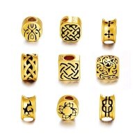 wholesale Thick gold-plated metal material, black gold luck-transfer bead Vietnamese sand gold bracelet for men with leather rope, gift for boyfriend with spacer beads, hand-woven women's bracelet-Lucky