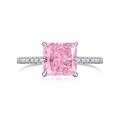 wholesale S925 Sterling Silver Cross-Border Women's Ring, Small and Niche, Light Luxury, Pink Diamond, High-End Frosted Cut, 8A High Carbon Zirconia Silver Ring-0-12