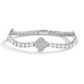 925 Silver Full Moissanite Four-Leaf Clover Bracelet, Women's Minimalist Luxury Design-0-4