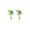 wholesale S925 Sterling Silver Wholesale Women's Earrings With Green Zircon, Irregular Design For Luxurious Style-0-23