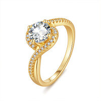 wholesale Plated with 925 Silver White Gold, 1 Carat Moissanite Ring for Women, Imported Moissanite, Cross-Border Hot Seller, Fade-Resistant, High-End Feel-Silver with zircon platinum No. 6