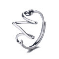wholesale S925 Sterling Silver Letter W Wide Band Ring, Niche Design, Internet-Famous Minimalist Versatile Accessory Women's Index Finger Ring-0-4