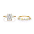wholesale S925 Silver Set Ring Square Moissanite Ring Set Combination Ring-0-4
