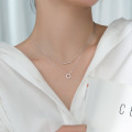 wholesale S925 silver necklace women's Korean version small fresh elegant inlaid diamond circle one-word double layer collarbone chain D777-0-2