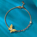 wholesale S925 gold-plated vintage botanical-inspired brushed dreamy butterfly adjustable high-end bracelet-0-0