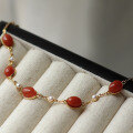 wholesale S925 silver inlaid natural river material ice-bottom cherry red freshwater pearl bracelet with oval cabochon southern red agate-0-1