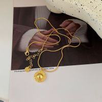 wholesale S925 Sterling Silver Round Pendant Snake Chain Necklace for Women, New Minimalist Design Small Luxury Collarbone Chain-Pure silver (length 40+5CM)