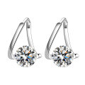 Sterling Silver New S925 Shiny Diamond Stud Earrings for Women-0-3