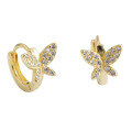 wholesale S925 Sterling Silver Micro-Inlaid Zircon Butterfly Hoop Ear Clasp, Small Fresh Pastoral Style Niche Design Earrings-0-5