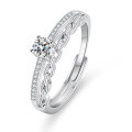 Sterling Silver Double-Layer Chain Ring with Full Moissanite, Dainty and Versatile Gift-0-3
