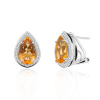 wholesale 925 Sterling Silver Inlaid Light Luxury Exquisite Pear-Shaped Teardrop Crystal Earrings with Ruby and Sapphire Ear Studs, Spring and Summer New Arrival-Natural citrine earrings