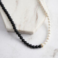 wholesale Metal Material, Cloud-Pull Jewelry Cross-Border Bestseller Semi-Pearl Semi-Obsidian Beaded Necklace Collarbone Chain for Women-0-1