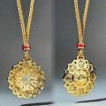 wholesale Gold-plated ancient method sand gold lotus necklace for women, auspicious lotus platform, same as old gold shop pendant, direct from manufacturer wholesale-0-0