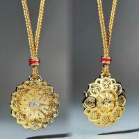 wholesale Gold-plated ancient method sand gold lotus necklace for women, auspicious lotus platform, same as old gold shop pendant, direct from manufacturer wholesale-XL299-T