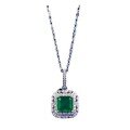 wholesale S925 Silver New Retro Pendant Simulated Emerald Cut 7*7 Versatile Women's Jewelry Live by Zhuozhifan-0-4