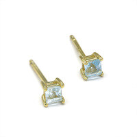 wholesale S925 sterling silver new small fresh square gemstone stud earrings, luxury silver jewelry wholesale-Sky blue handkerchief