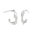 wholesale S925 pure silver Korean-style small, unique, and minimalist irregular glossy twisted design earrings for women-0-5
