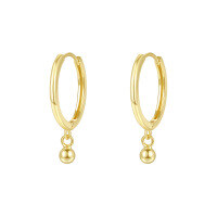 wholesale S925 Sterling Silver Minimalist Small Ball Earrings For Women, Fashionable And Elegant Ear Clasps-E4527-Gold 12mm 925 Silver