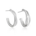 wholesale S925 Sterling Silver Korean Version Ins Minimalist Niche Design Multi-Layer Wrapped C-Shaped Versatile Earrings for Women-0-5
