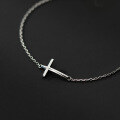 wholesale S925 silver polished cross bracelet, Korean-style minimalist fresh and simple personalized jewelry for women S4921-0-1