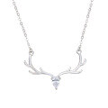 wholesale S925 Sterling Silver "One Deer with You" Moose Necklace for Women, Minimalist Fashion Chain Jewelry Wholesale Christmas Gift-0-4