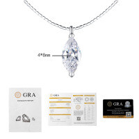 S925 Silver Moissanite Detachable Choker Necklace Wholesale-50-point marquise moissanite  925 silver + 40cm necklace