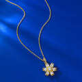 wholesale S925 silver-plated gold daisy pendant necklace, a stylish and versatile piece, supports dropshipping on Xiaohongshu-0-2