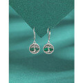 wholesale 925 Sterling Silver Round Tree of Life Earrings for Women, European and American Small Design High-End Style Malachite Drop Earrings-0-0