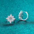 S925 Sterling Silver Moissanite Floral Stud Earrings for Women-0-1