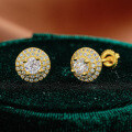 S925 Sterling Silver Moissanite Round Double-Layer Hip Hop Earrings-0-4