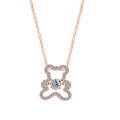 925 Sterling Silver Minimalist Bear Pendant Necklace, Moissanite, Luxury Women's Collarbone Chain-0-3