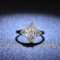 Silver Moissanite Ring Women's Skirt Fan Design-0-3