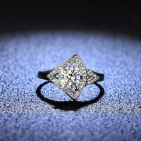Silver Moissanite Ring Women's Skirt Fan Design-1 carat (set with eight hearts and eight arrows zircon)  19 yards