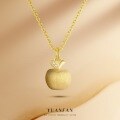 wholesale S925 Sterling Silver Matte Gold Apple Pendant Necklace for Women,-0-0