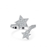 S925 Silver Moissanite Star Moon One Carat Ring for Women-(Set with moissanite)  Adjustable opening