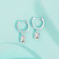wholesale S925 Sterling Silver Emerald Cut Moissanite Women's Hoop Earrings, Luxury Trendy Rectangle Ear Hook Earrings-0-1