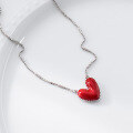 wholesale S925 Silver Fresh Sweet Ins Style Niche Design Exquisite Resin Red Heart Necklace Y02177-0-2