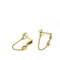 wholesale Metal material first, Japanese light luxury jewelry new stud earrings set with rose garnet and topaz, versatile style for women-Natural Garnet + Topaz Earrings 925 Silver