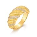 wholesale S925 Sterling Silver Gold-Plated Zircon Knitted Twist Ring for Women, Ins Minimalist Style Cross-Border Jewelry-0-5