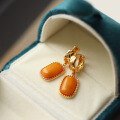 wholesale S925 Silver Wholesale Natural Russian Amber Vintage Wax Ear Clasps New Live Streaming Supply Chain Earrings-0-0