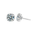 925 Sterling Silver Classic Four-Prong D-Color Moissanite Stud Earrings-0-3