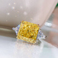 wholesale S925 Silver 10*10 Yellow Diamond High Carbon Diamond Ring for Cross-Border E-Commerce in Europe and America, 5 Carat by Zhuozhifan New Style-0-0