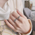 wholesale S925 Sterling Silver Retro Minimalist Geometric Line Ring, Ins Fashion Commuter Trendy Versatile Women's Ring-0-3