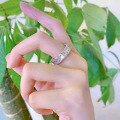 wholesale S925 Silver New Style 4*6 Rectangular Pagoda European and American Ins Fashion Versatile Ring for Women-0-3