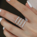 wholesale S925 Sterling Silver Women's Fashionable and Luxurious Shining Round Zirconia Full Pavé Ring-0-2