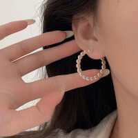 wholesale S925 Sterling Silver Oval Flat Bean Earrings for Women, French Autumn New Fashion Trendy Design Elegant Stud Earrings-Sterling silver